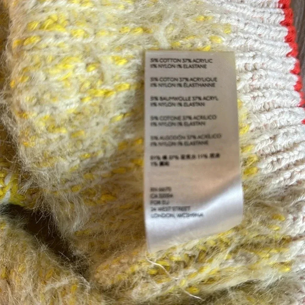 Free People Sunbrite yellow/orange whimsical Mock Neck Sweater size Medi… - Picture 7 of 7